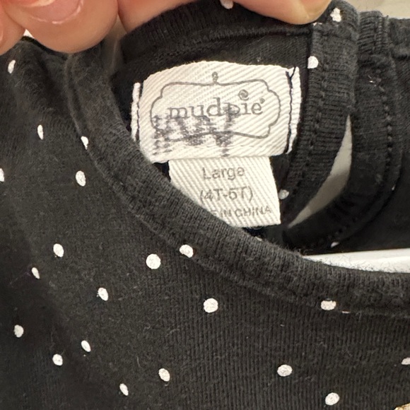 Mud Pie Black and White Polka Dot Halloween Fall Long Sleeve Ghost Graphic Tee - Picture 2 of 7